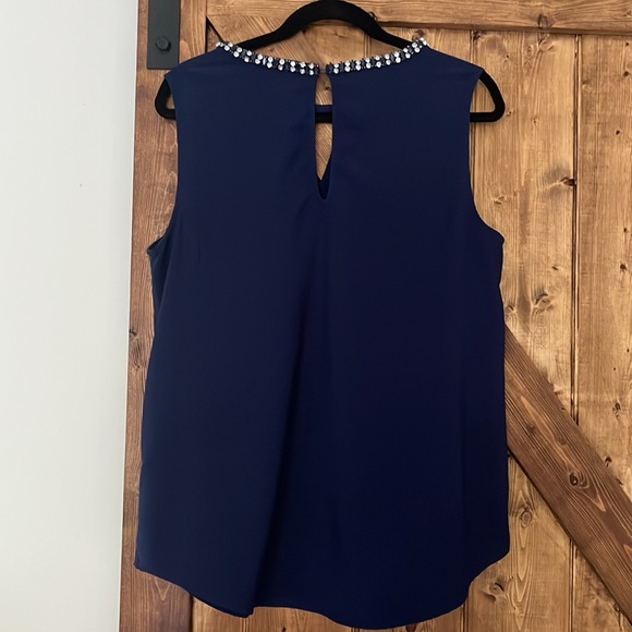Navy blue sleeveless blouse size L - Picture 5 of 6